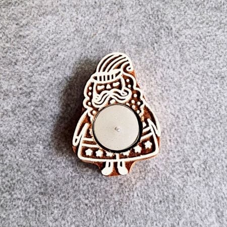 Handcrafted Wooden Santa T Light Candle Set of 5